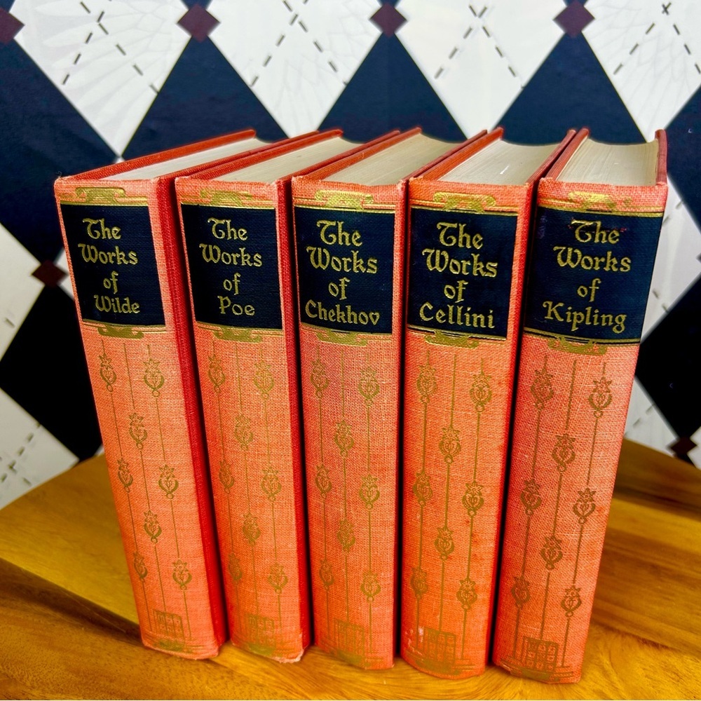 Chekhov, Poe, Cellini, Wilde, Kipling| Choose Your Red Fabric Gilt Vintage Book